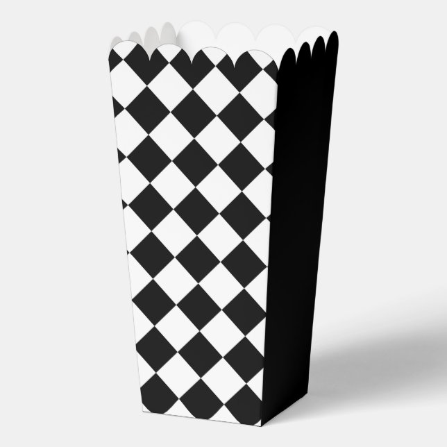 Black And White Chequerboard Chequered Flag Design Favour Box (Front)