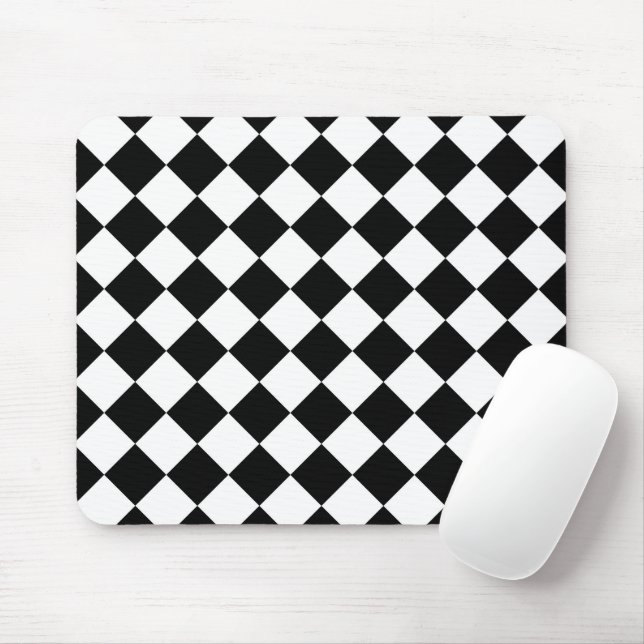 Black And White Chequerboard Chequered Flag Design Mouse Mat (With Mouse)
