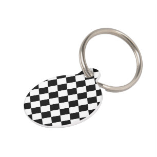 Black And White Chequerboard Chequered Flag Design Pet Tag