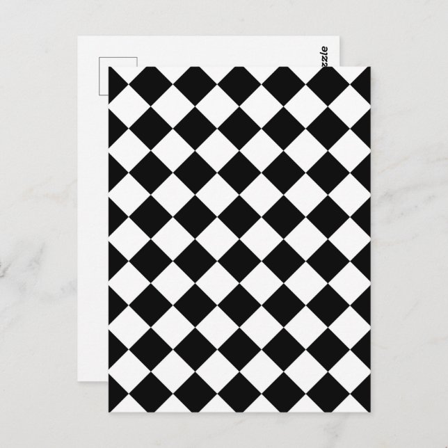 Black And White Chequerboard Chequered Flag Design Postcard (Front/Back)
