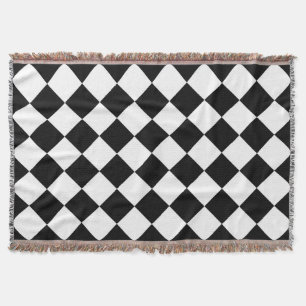 Black And White Chequerboard Chequered Flag Design Throw Blanket