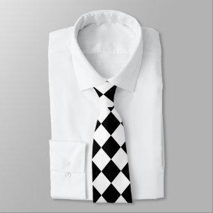 Black And White Chequerboard Chequered Flag Design Tie