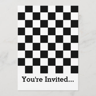 Black and White Chequerboard Chequered Flag Invitation