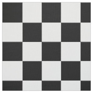 Black and White Chequerboard Edge Illusion Fabric