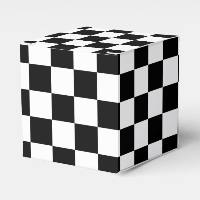 Black and White Chequerboard Favour Box (Front Side)