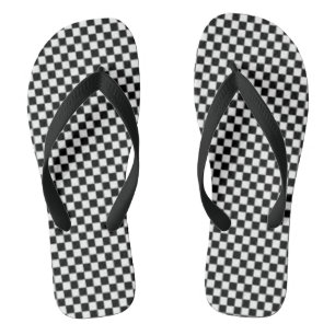 Black and White Chequerboard Flip Flops