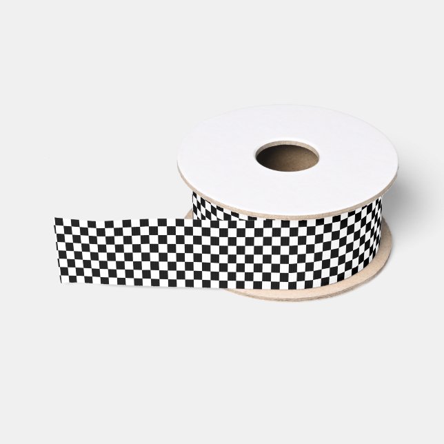 Black and White Chequerboard Grosgrain Ribbon (Spool)