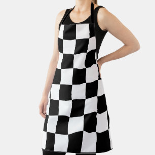 Black and White Chequerboard Pattern Apron