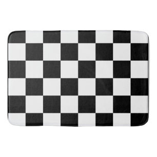 Black and White Chequerboard Pattern Bath Mat