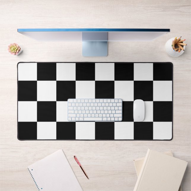 Black and White Chequerboard Pattern  Desk Mat (Office 1)