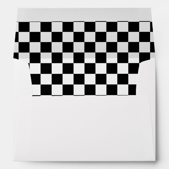 Black and White Chequerboard Pattern Envelopes (Back (Bottom))
