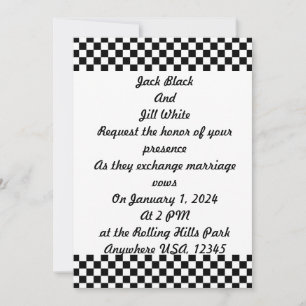 Black and White Chequerboard Pattern Invitation