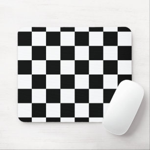 Black and White Chequerboard Pattern Mouse Mat