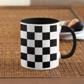 Black and White Chequerboard Pattern Mug