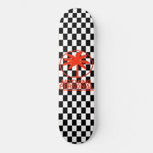 Black and White Chequerboard Pattern Skateboard