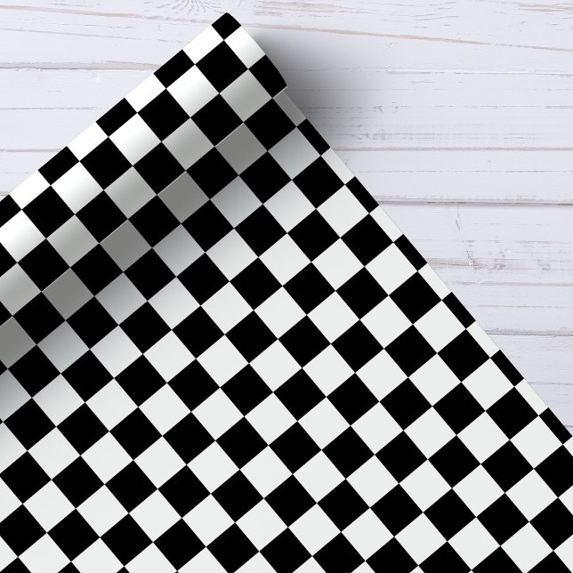 Black and White Chequerboard Pattern Wrapping Paper (Creator Uploaded)