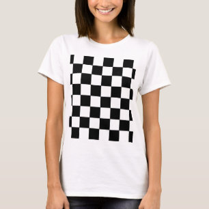 Black and White Chequerboard Retro Hipster T-Shirt