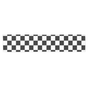 Black and White Chequerboard Short Table Runner