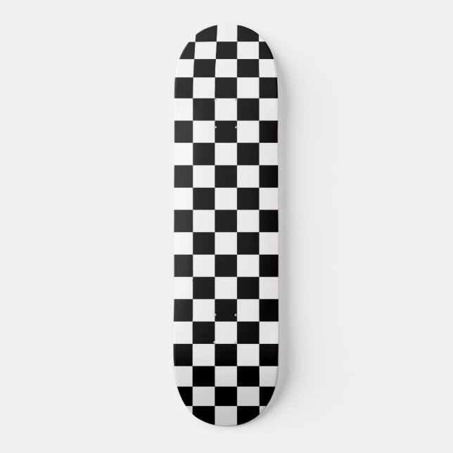 Black and White Chequerboard Skateboard (Front)
