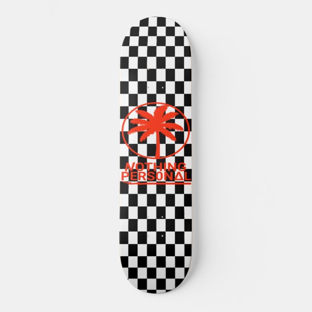 Black and White Chequerboard Skateboard (Front)