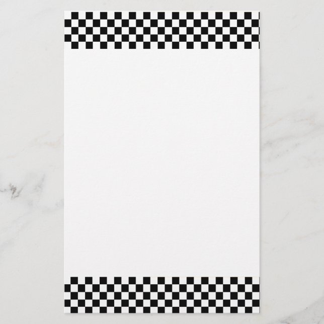 Black and White Chequerboard Stationery (Front)