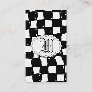 Black and White Chequered abstract Business Card