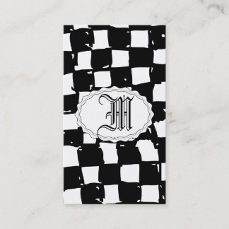 Black and White Chequered abstract Business Card