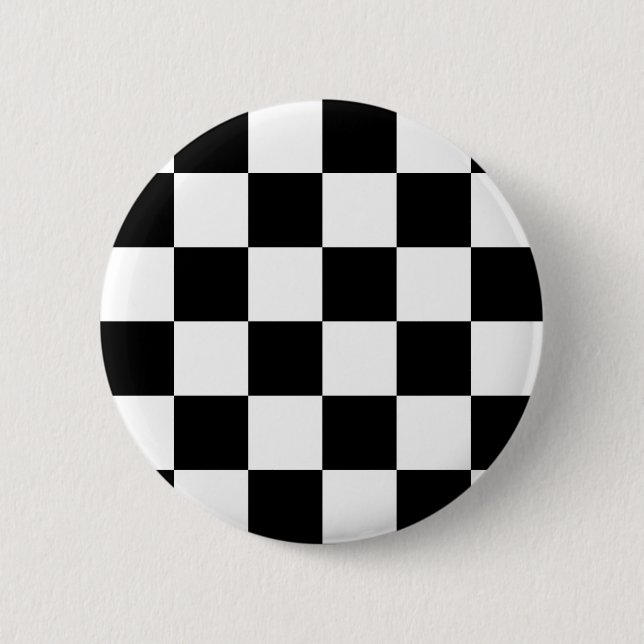 Black and White Chequered Auto Racing Flag 6 Cm Round Badge (Front)