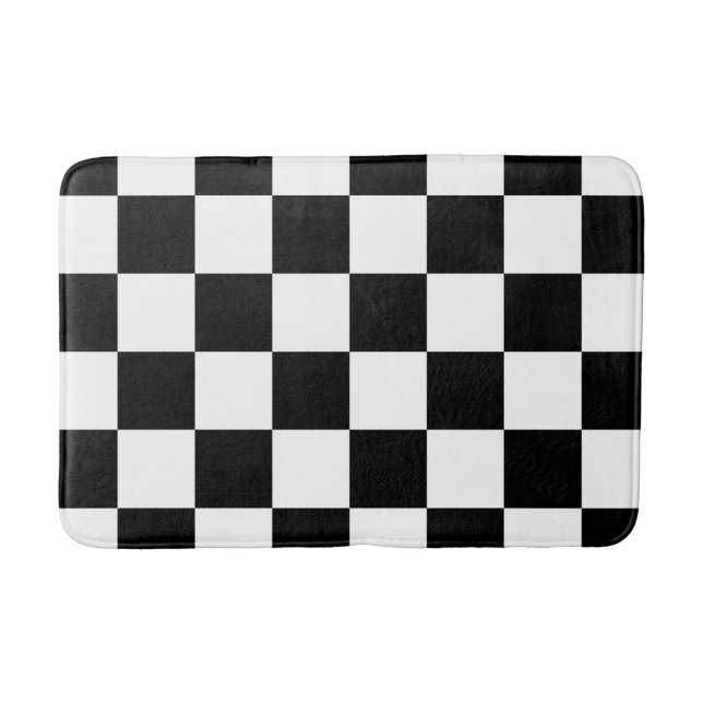 Black and White Chequered Bath Mat (Front)