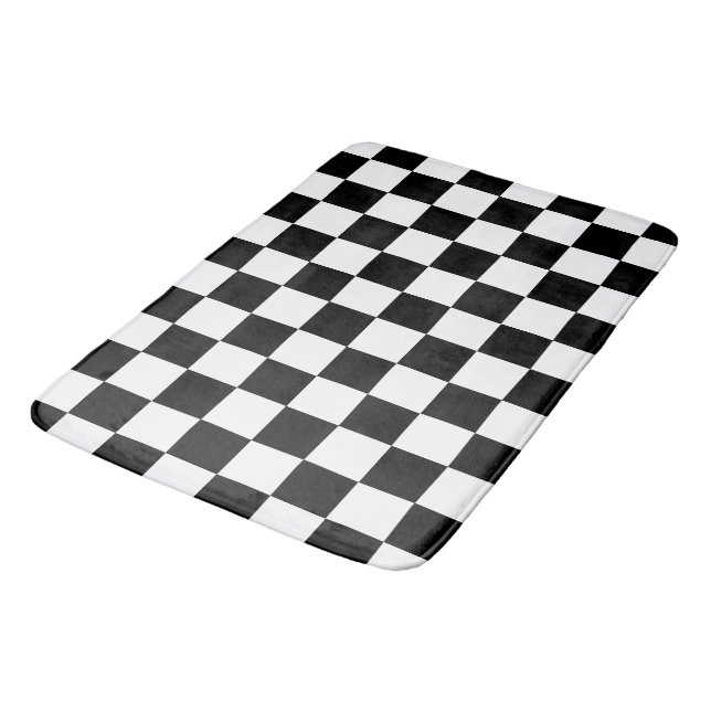Black and White Chequered Bath Mat (Angled)