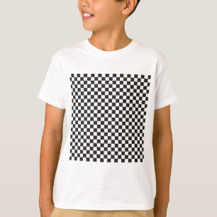 Black and White Chequered Board Checks T-Shirt