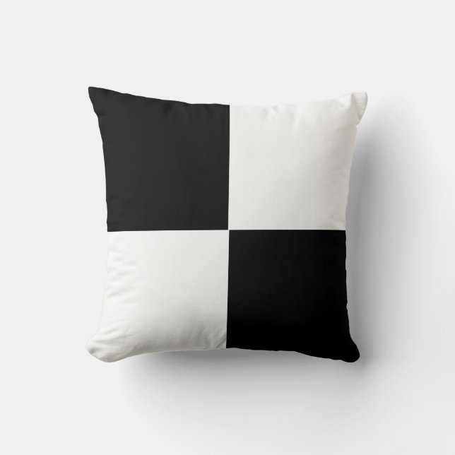 black and white chequered board  pattern cushion (Front)