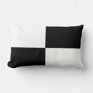 Black and white chequered board  pattern lumbar cushion