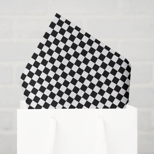 Black And White Chequered Board Pattern Tissue Paper (Gift Bag)