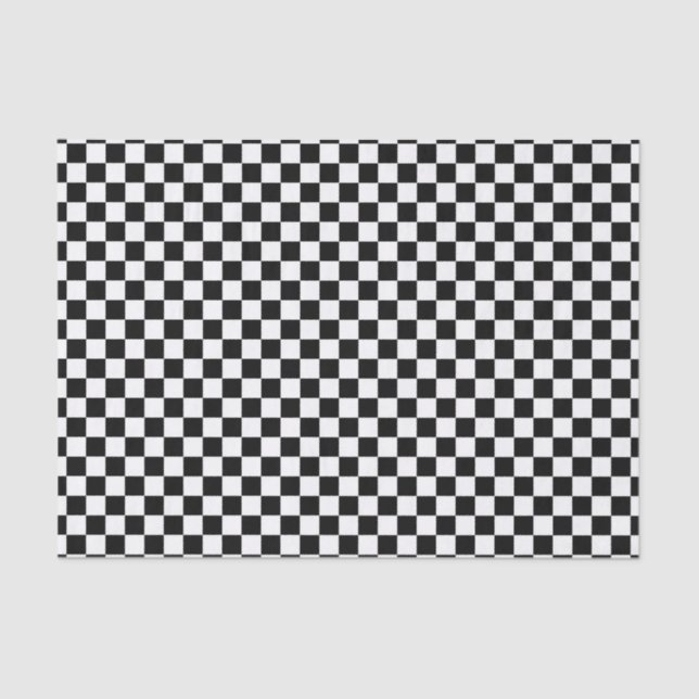 Black and White Chequered Board Tissue Paper (Front)