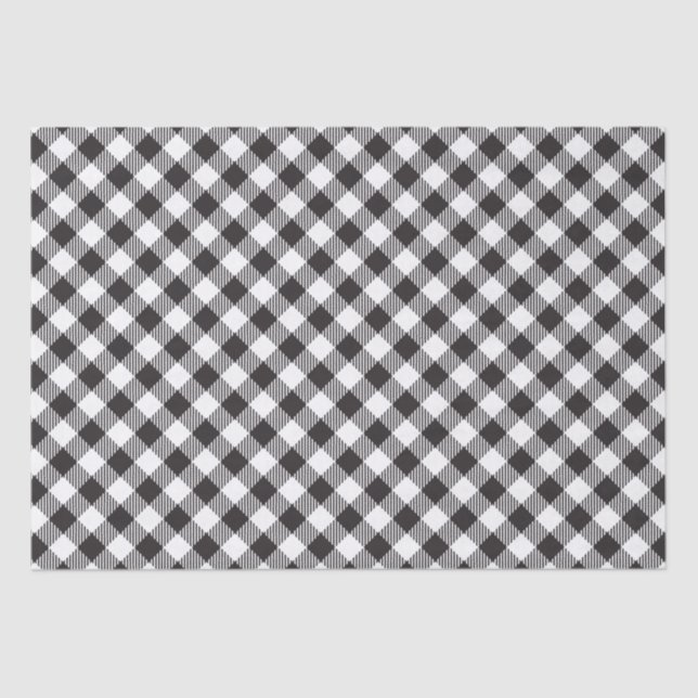 Black and White Chequered Buffalo Plaid Tissue Paper (Front)