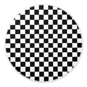 Black and White Chequered Ceramic Knob