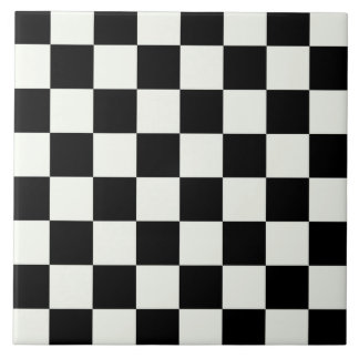 Black and White Chequered Check Pattern Tile