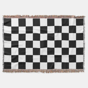 Black And White Chequered Chequerboard Pattern Throw Blanket
