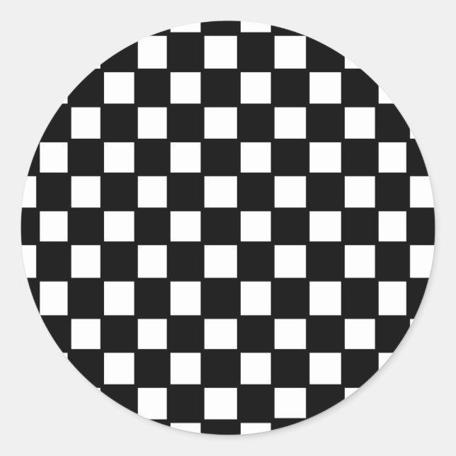 black and white chequered classic round sticker (Front)