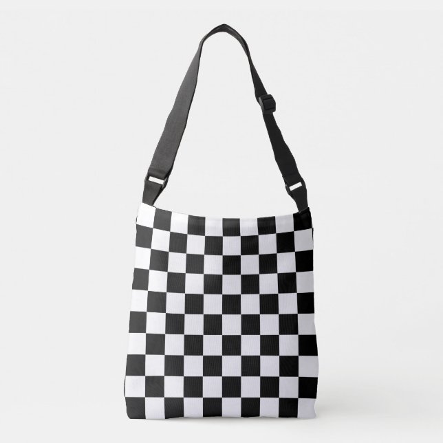 Black and White Chequered Crossbody Bag (Front)
