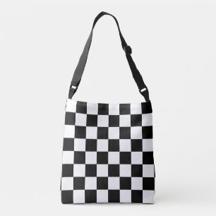 Black and White Chequered Crossbody Bag