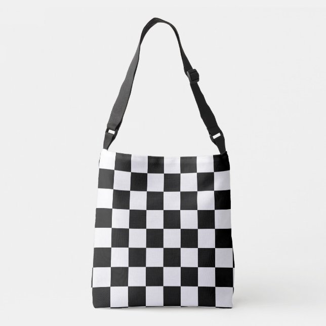 Black and White Chequered Crossbody Bag (Back)
