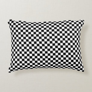Black and white chequered decorative cushion