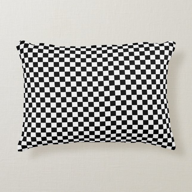Black and white chequered  decorative cushion (Front)