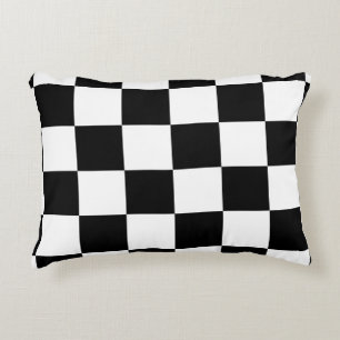 Black and White Chequered Decorative Cushion