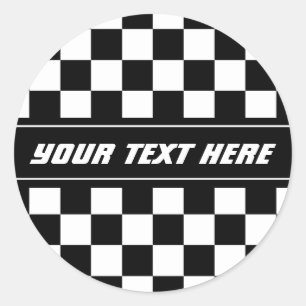 Black and white chequered flag auto racing sticker