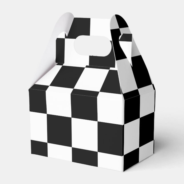 Black and White Chequered Flag Boys Party Gift Box (Front Side)