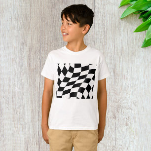 Black And White Chequered Flag Boys T-Shirt