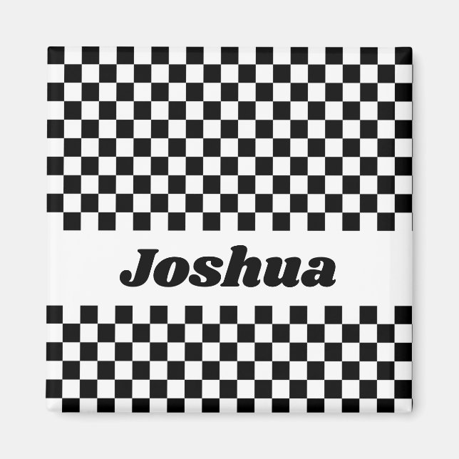 Black and White Chequered Flag Magnet (Front)